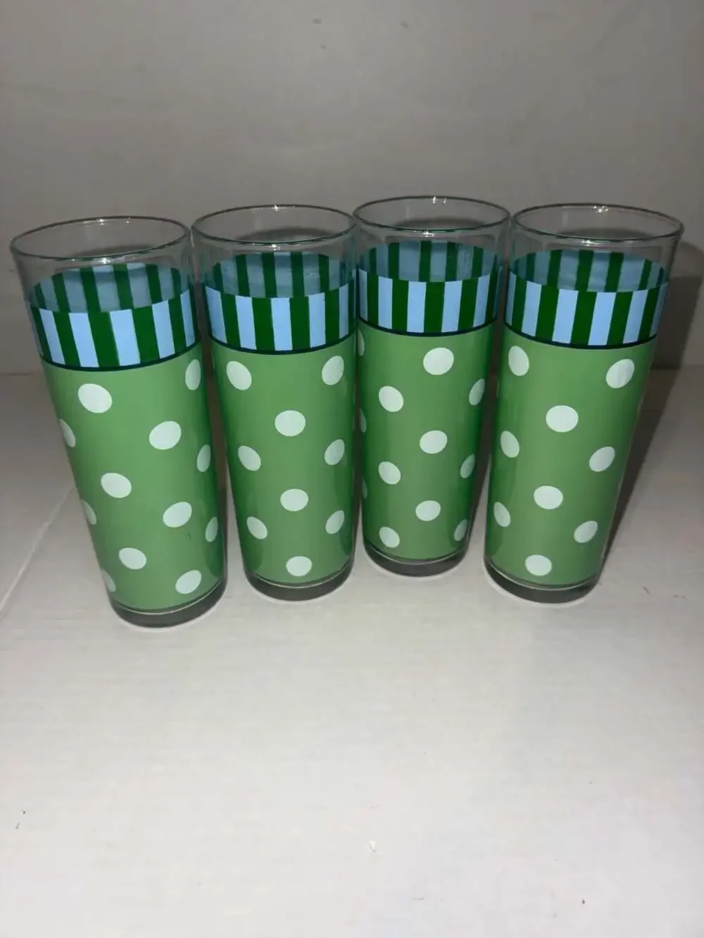 Vintage so cute!‎ Set of 4 Gail Pittman White Polka Dot Green